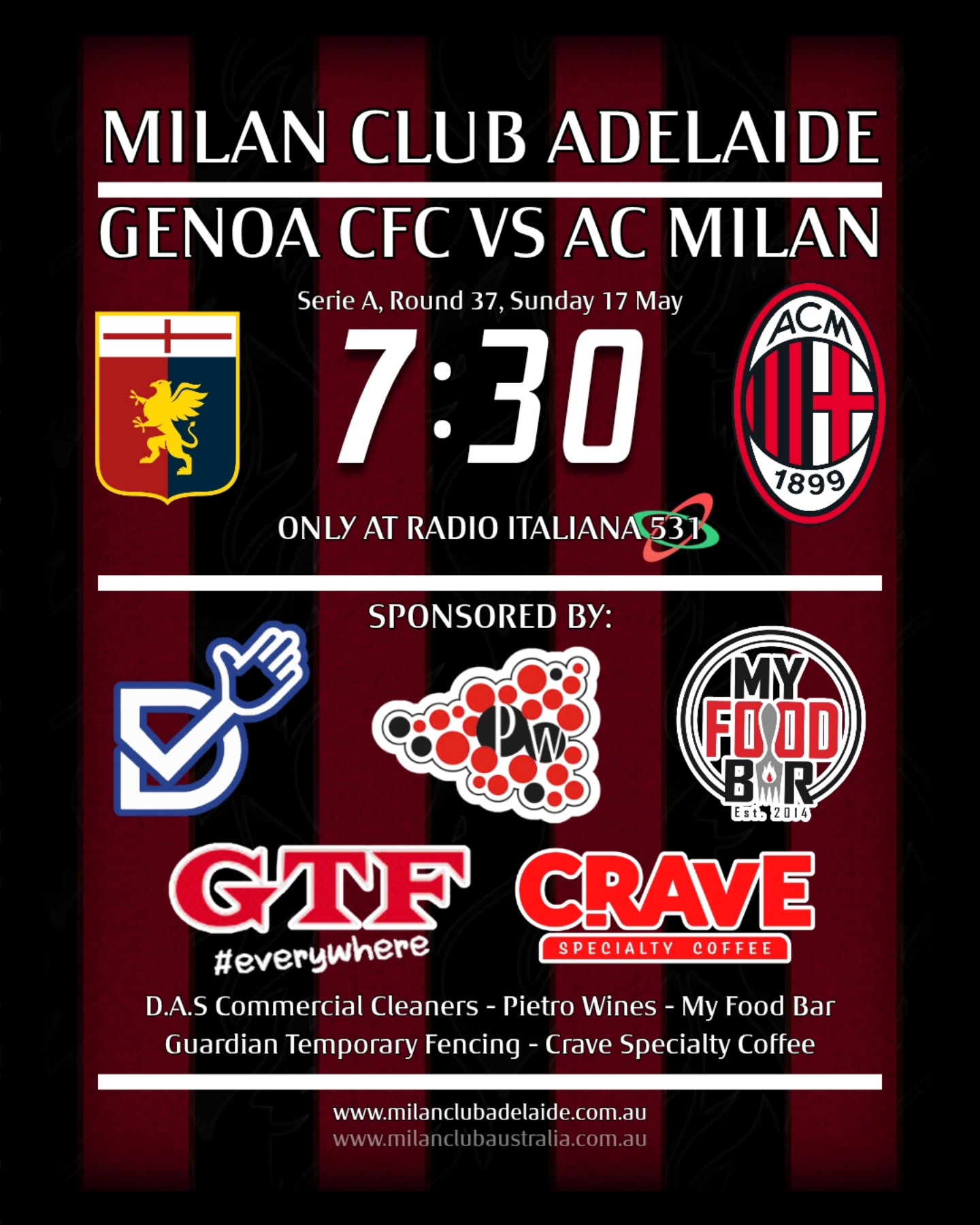 The 2nd to last match of the season! Come down to Radio Italiana at the rare tim