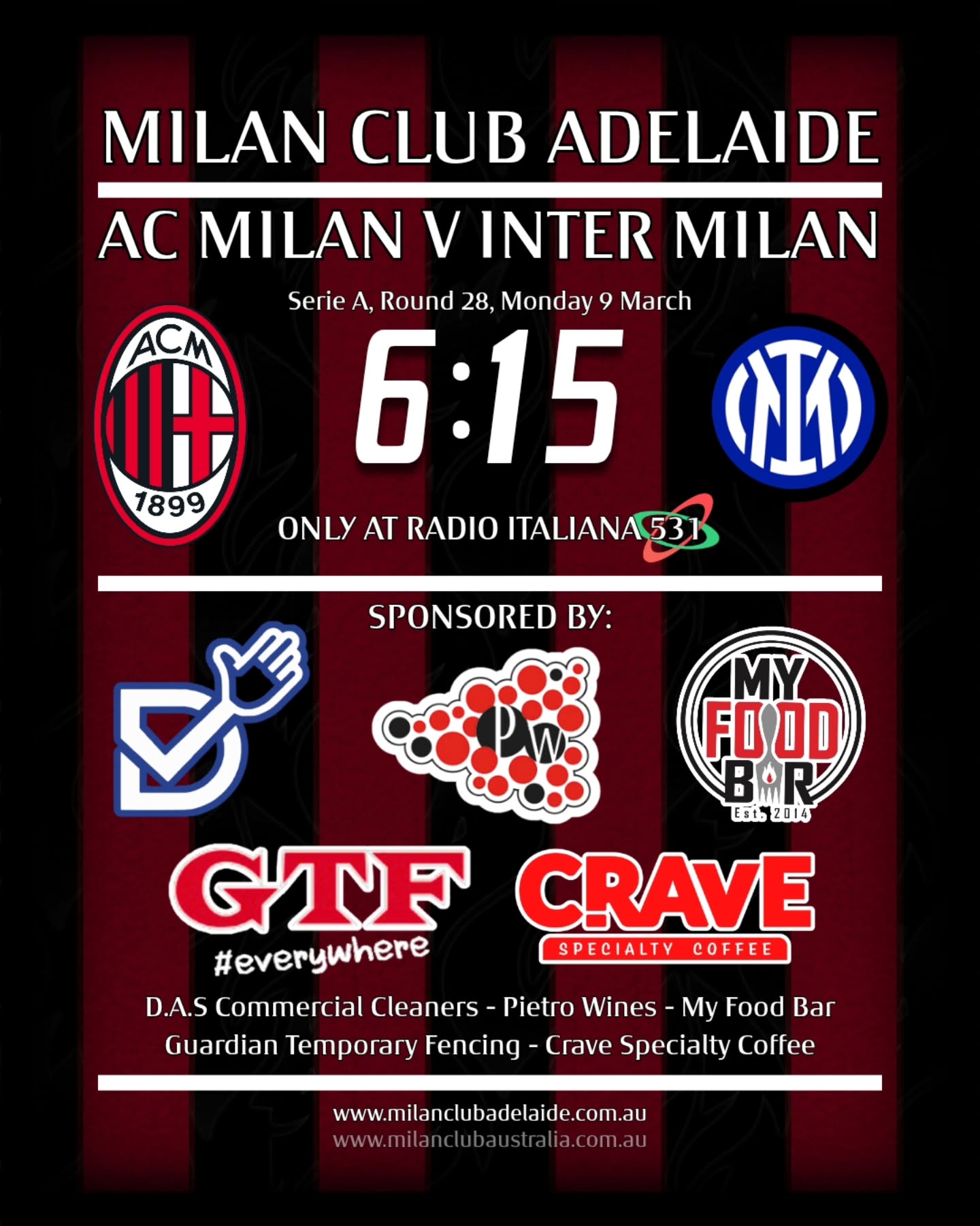 Tomorrow morning the battle for VAR.
Join us at Radio Italiana 531.
Forza Mila